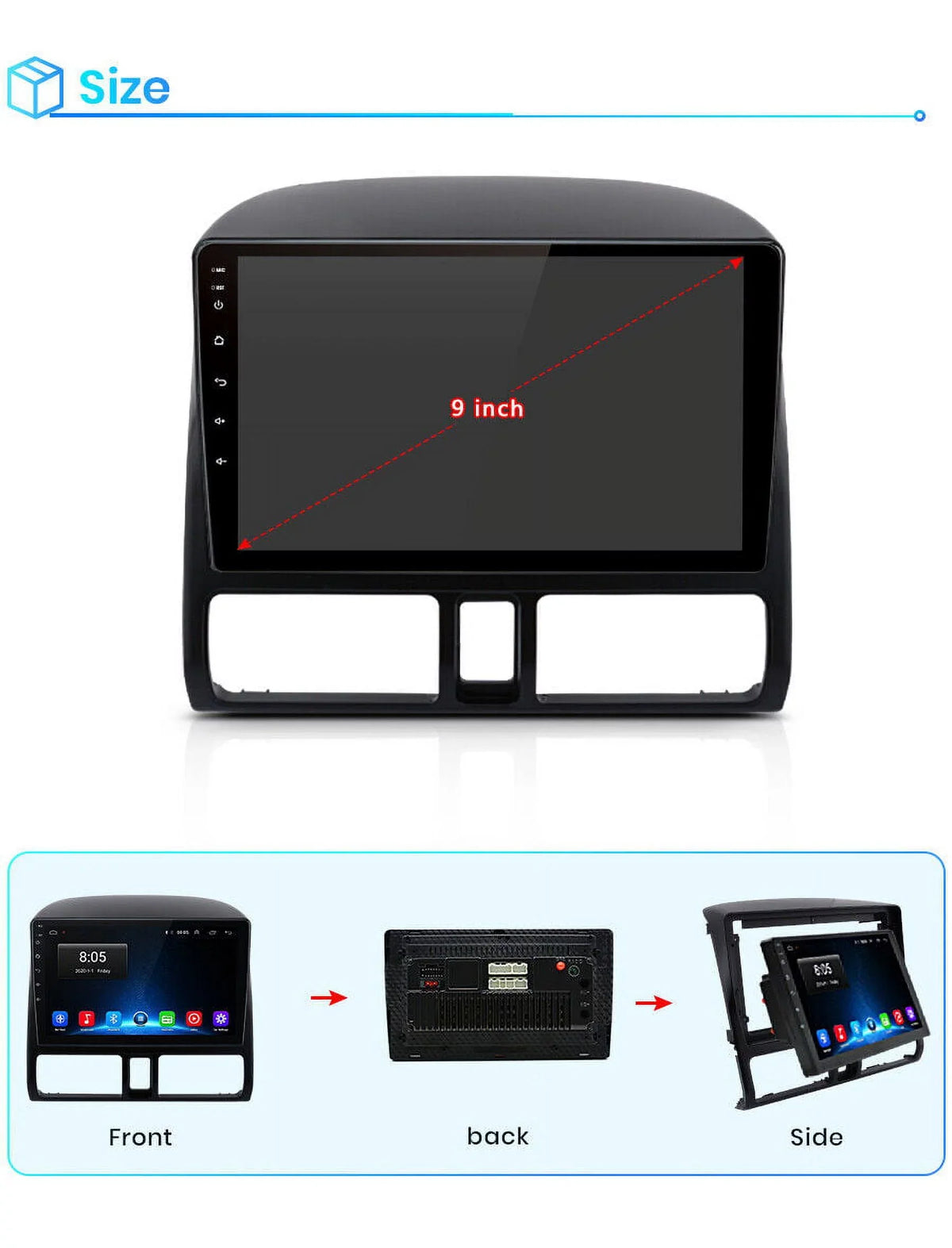 Navigator 2001 GPS WiFi for Screen 2003 CRV 2002 Radio 2004 Car Honda Touch Mirror Android 9 Inch 2005 FM 2006,1+32GB Bluetooth Link Auto with Carplay AWESAFE Radio Stereo