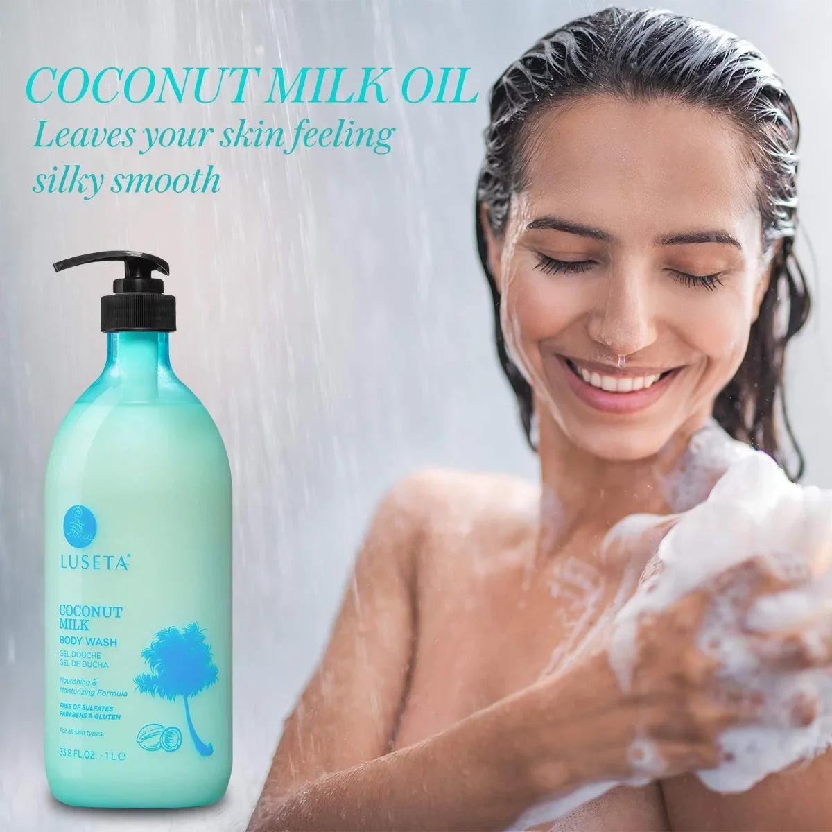 Gentle Body Luseta Wash, for Milk 33.8oz Dry Soap-Free Skin Coconut