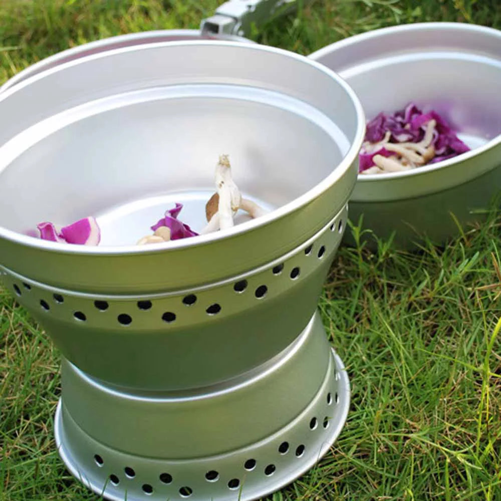 Picnic Portable Stove Pot Hiking Backpacking Cookware Aibecy BBQ Kit Mess Camping with Pan Stand Set Spirit for Cookware