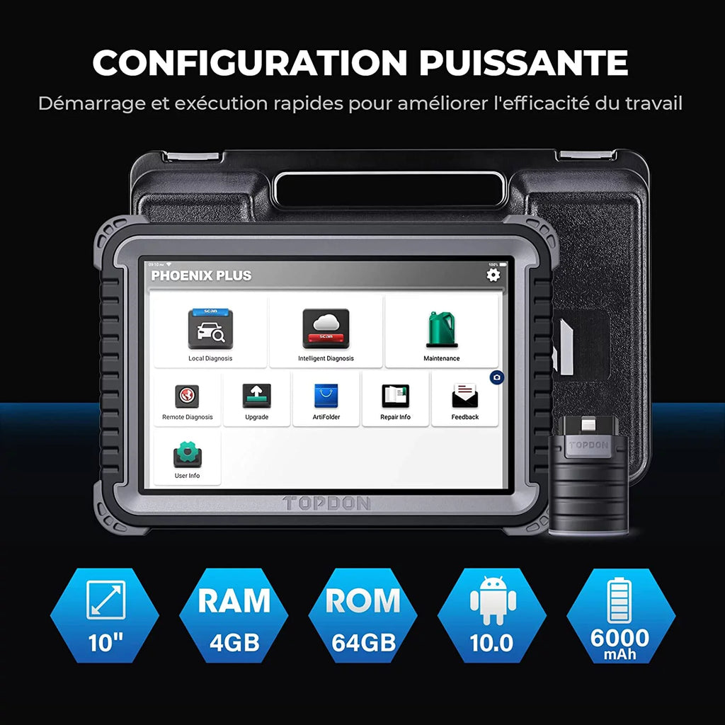 Car Diagnostic Scan Tool Topdon Phoenix Plus Obd2 Scanner Bi-Directional Advanced Ecu Coding, Key Matching,34 Reset Services