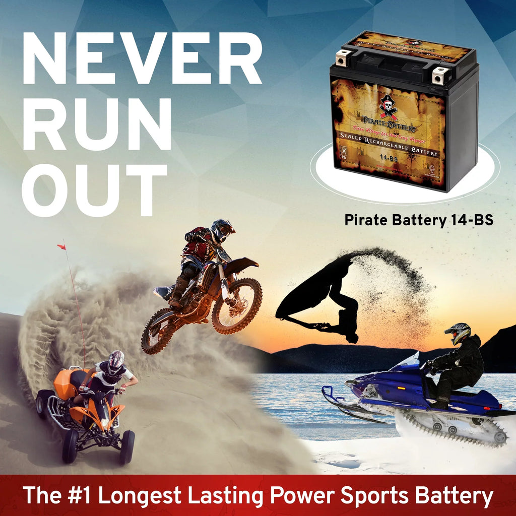 Pirate Battery Ytx14-Bs (14-Bs 12 Volt,12 Ah, 200 Cca) Motorcycle Battery For Honda 1100Cc Vt1100C, C3, T Shadow (Spirit, Aero, A. C. E. Tourer) 2005
