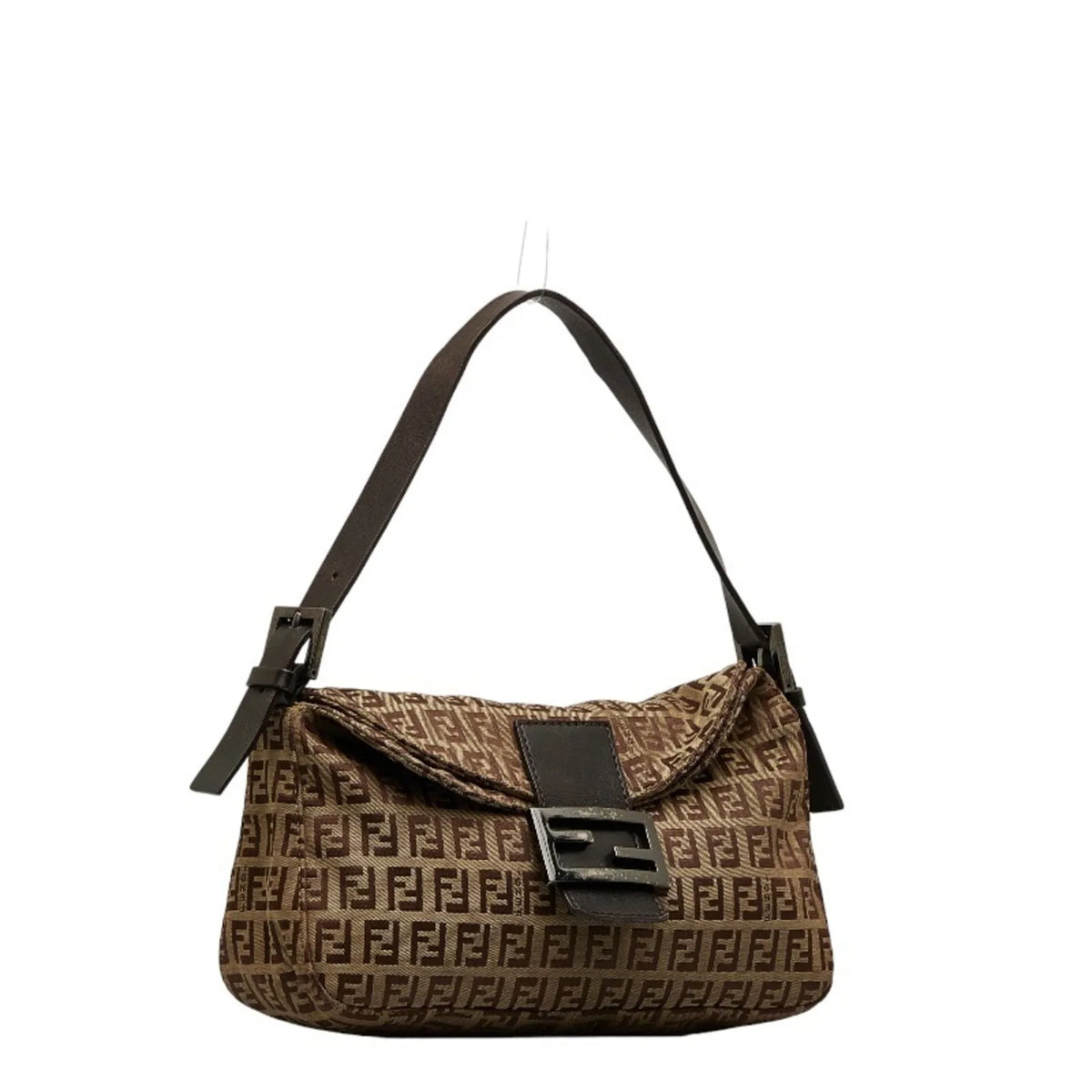 Bucket Brown Women's Bag 8BR003 Pre-Owned Canvas Zucchino Shoulder Mamma (Fair) FENDI Leather