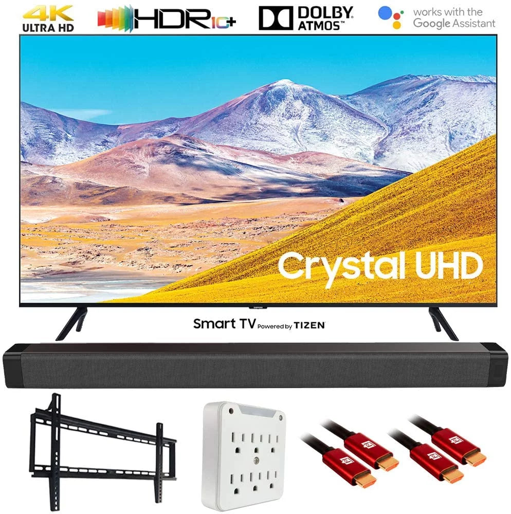 Home 85TU8000 Inch HD Mount and LED Deco TU8000 85" Wall (UN85TU8000FXZA 85 UN85TU8000 Smart Ultra (2020 Accessory Soundbar, Model) TV) Cable 4K Bundle with Theater Gear HDMI Kit TV