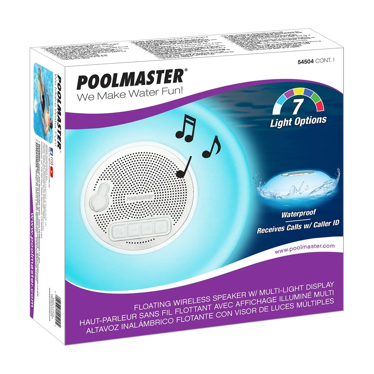 LED Functionality Speaker Display Phone Multi-Light Swimming Backlight - Portable Pools, with Outdoors Bluetooth for Waterproof Color 7 Lakes, Call Floating Poolmaster
