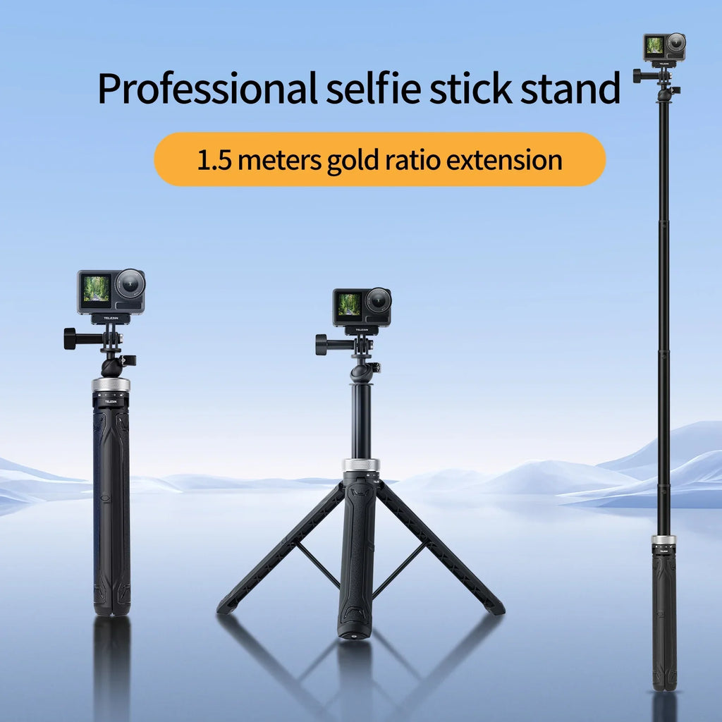 Selfie Action Selfie 360° 5 12 9 Foldable 11 GoPro 1.5M Stick Tripod 8 Stick 7 DJI For 10 Hero Rotation Insta360 Osmo 6