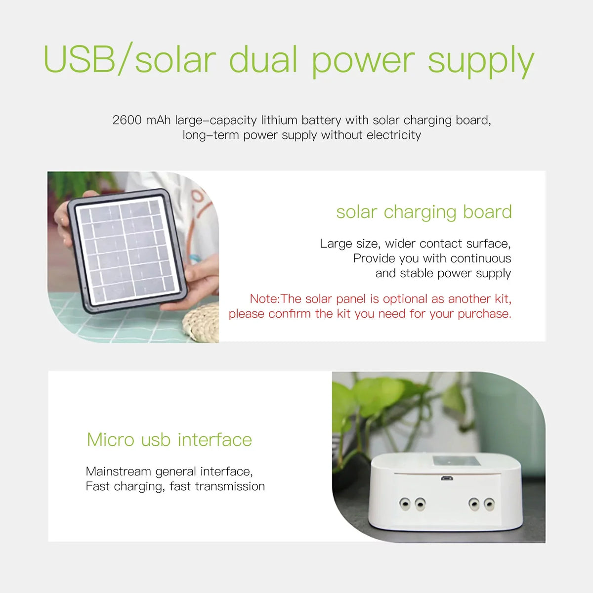 USB Automatic Time Device Pump Charging Panel/ Home Manual Programmable with Watering Voice/ Solar Dual Control Compatible System Watering Built-in Watering WiFi/ Arealer for System Battery Smart