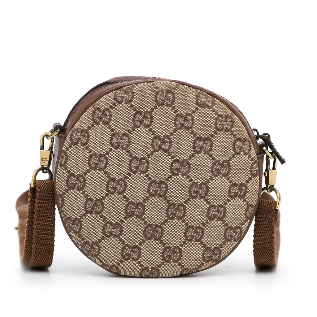 Unisex Crossbody Brown Pre-Owned Crossbody GG Bag Authenticated (Good) Fabric Canvas Round