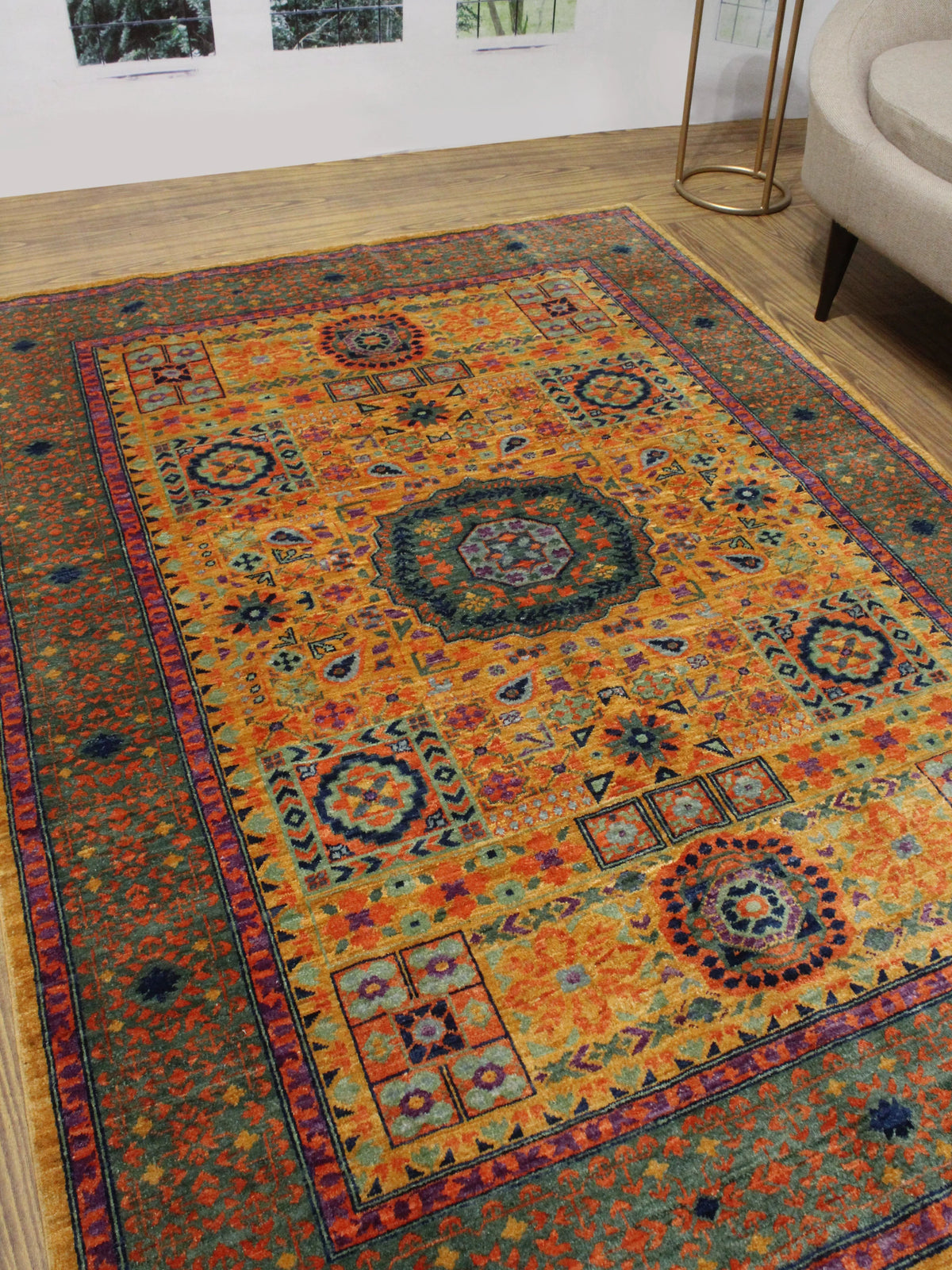 Aria Lemuel Gold/Green Rug, 5'7" X 7'8"