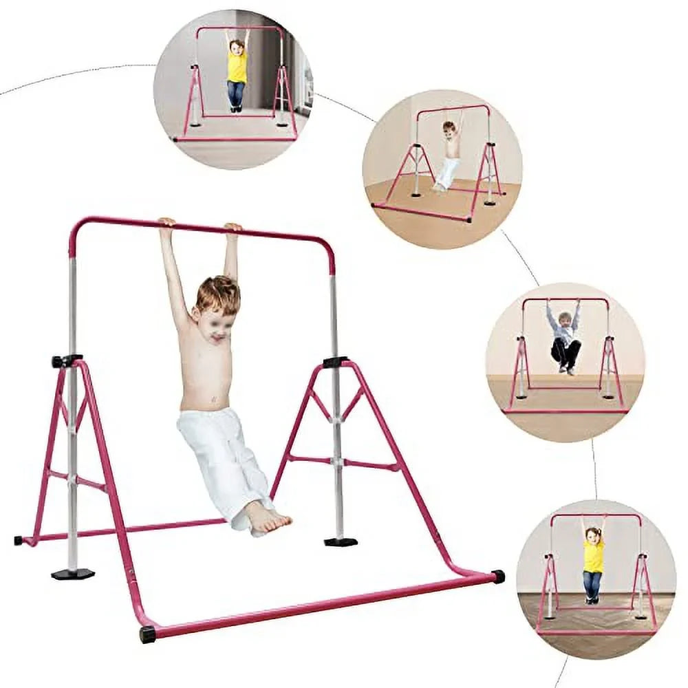 Gymnastics Height Training Height Equipment and Bar, Horizontal Bars Folding Adjustable Home - for Expandable Gymnastics GNJINX Kids, Junior Adjustable