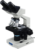 Awarded Best Compound Microscope 2016 - OMAX 40X-2000X Lab LED Binocular Microscope with Double Layer Mechanical Stage w Blank Slides Covers and Lens Cleaning Paper