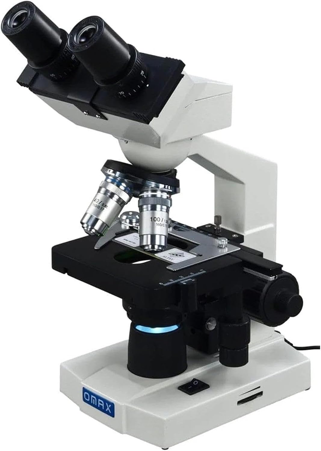Awarded Best Compound Microscope 2016 - OMAX 40X-2000X Lab LED Binocular Microscope with Double Layer Mechanical Stage w Blank Slides Covers and Lens Cleaning Paper