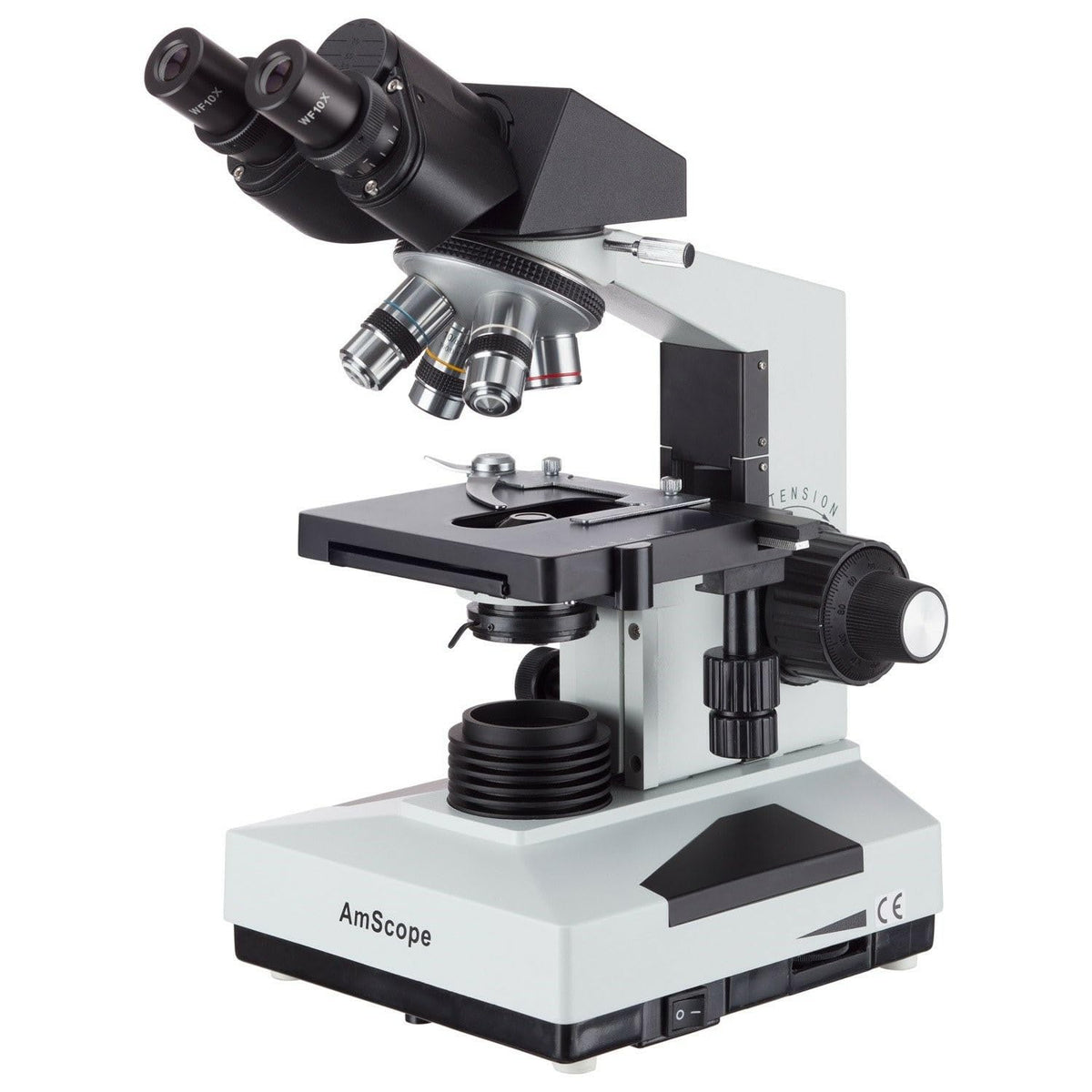 AmScope B490B Compound Binocular Microscope, Brightfield, White