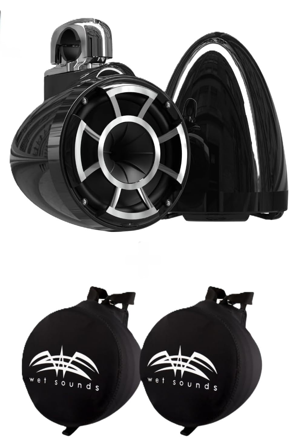 Wet Sounds REV 10 HD 10" Marine Tower Speakers, Black, Fixed Clamp Mount