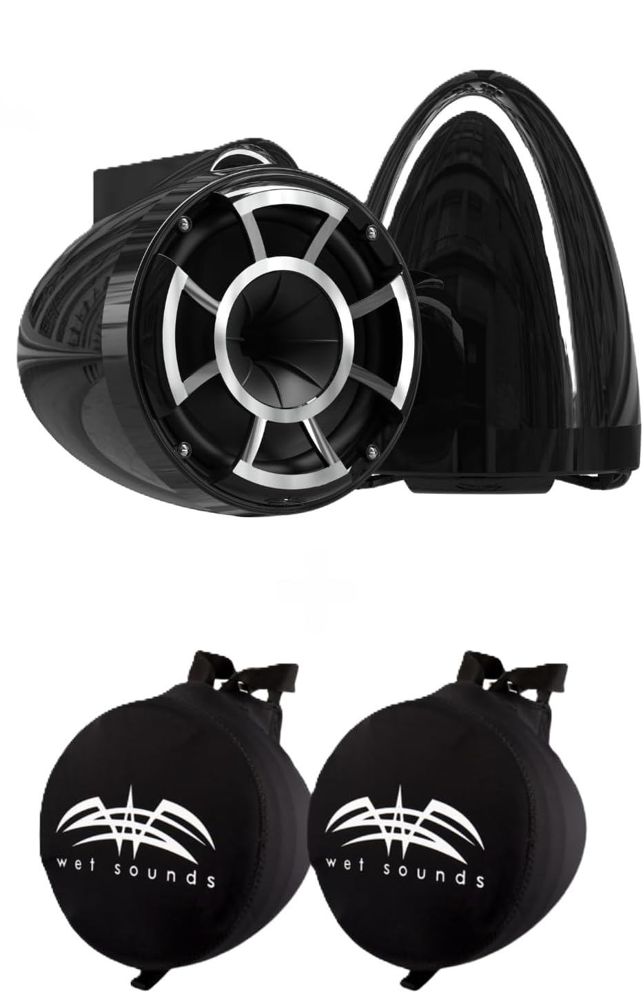 Wet Sounds REV 10 HD 10" Marine Tower Speakers, Black, Fixed Clamp Mount