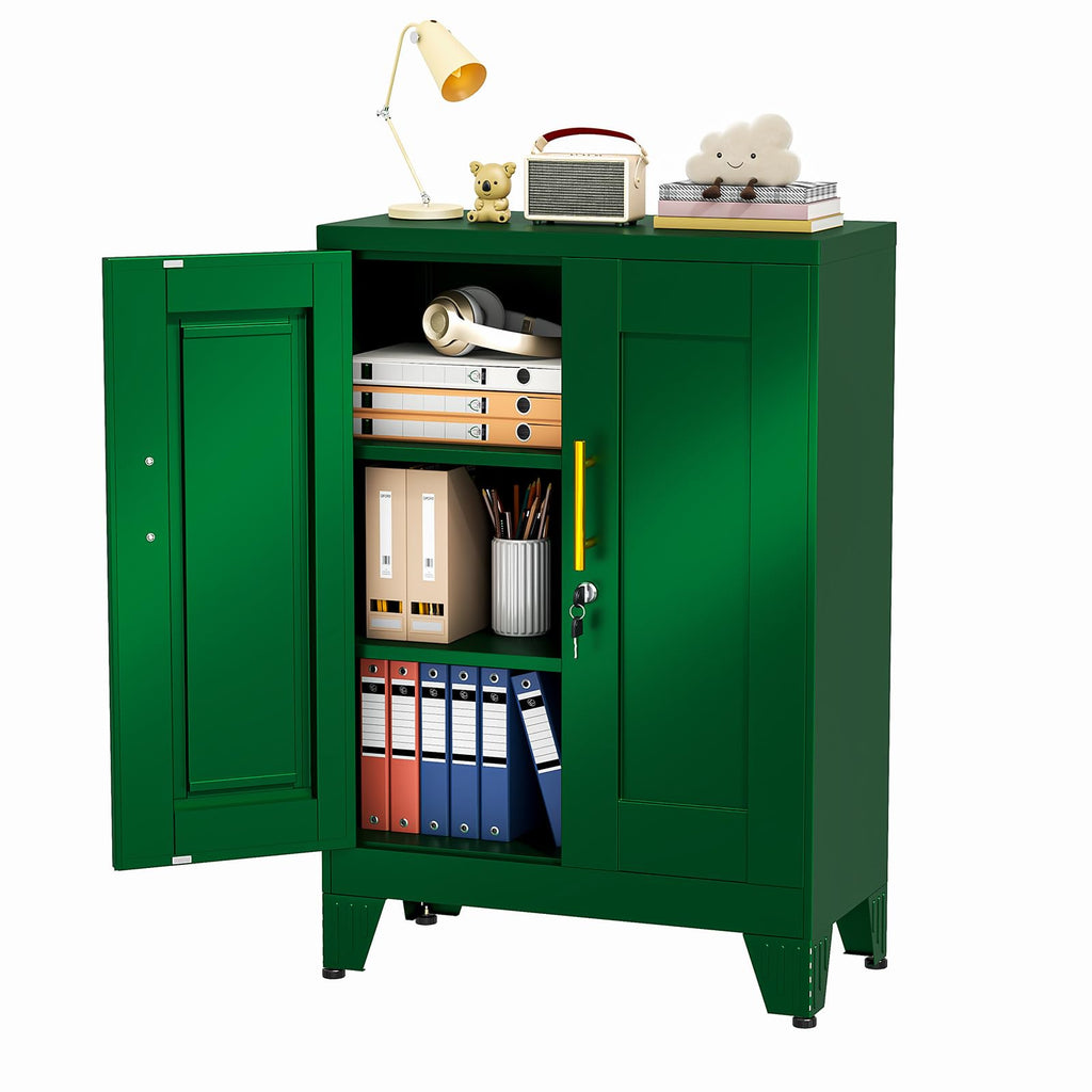 35" Lockable Rolling Metal Storage Cabinet, Steel Employee Storage Locker