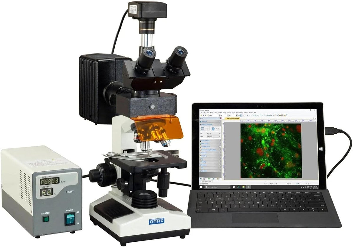 AmScope OMAX M837ZFLR-C180U3 Fluorescence Trinocular Microscope