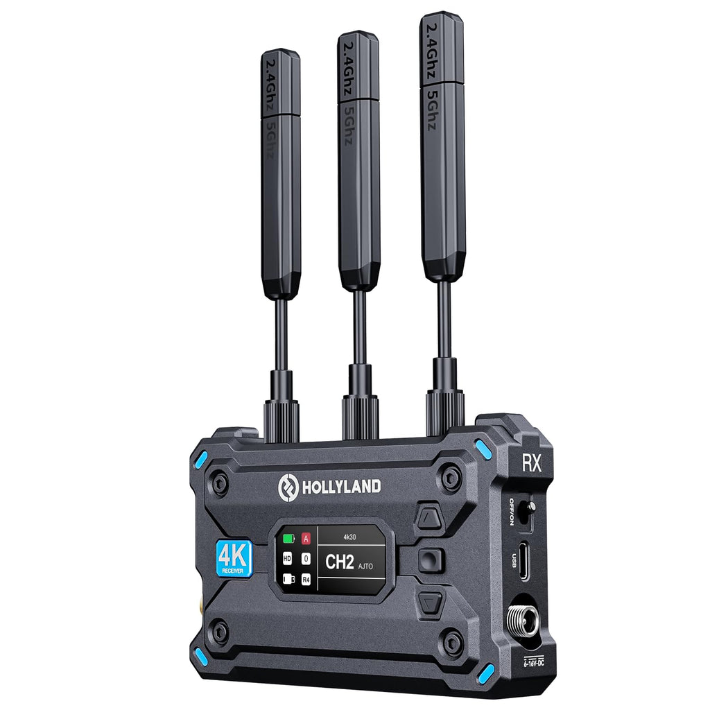 Hollyland Pyro S TX Wireless Video Transmitter HDMI SDI 4K30/1080p60 1300ft Los Range 50ms Latency Up to 4 Receiver, Auto Dual-Band Hopping (ADH), Smart Channel Scan, Live Stream (Transmitter Only)