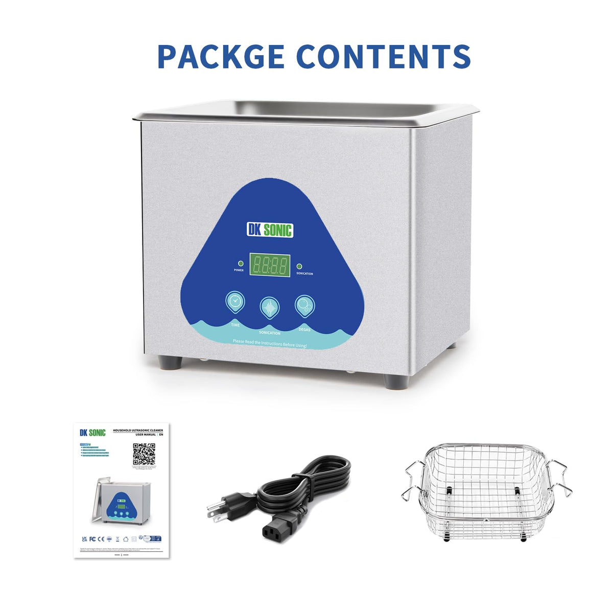 DK SONIC Ultrasonic Cleaner 10L,240W Industrial Ultrasonic Parts Cleaner with Heater&Timer, Digital Control&Basket, Multiple Functions for Motorcycle Engines,Carburetors, Chains