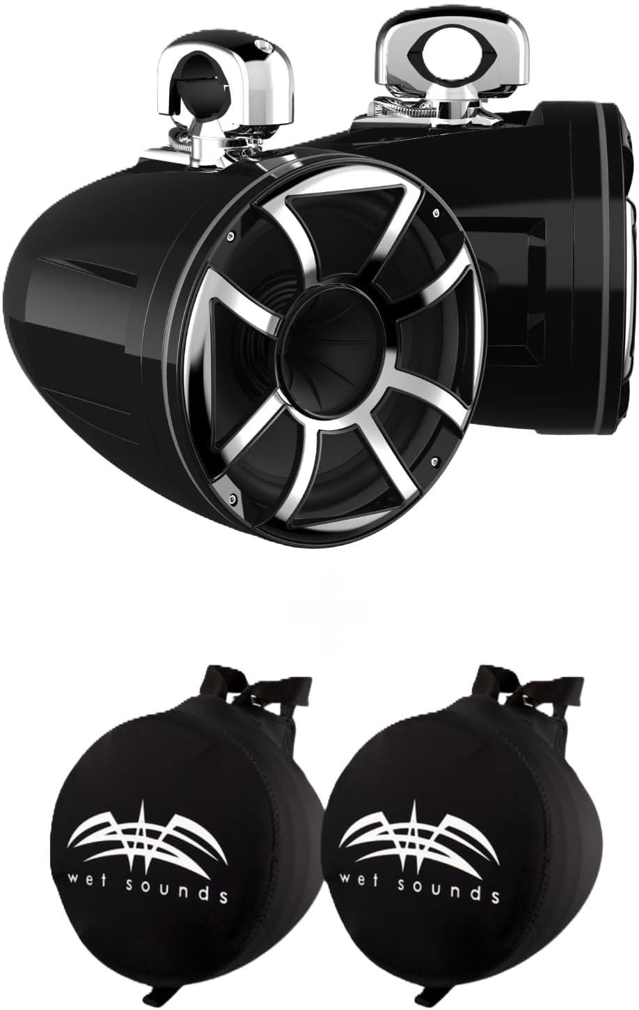 Wet Sounds REV 10 HD 10" Marine Tower Speakers, Black, Fixed Clamp Mount