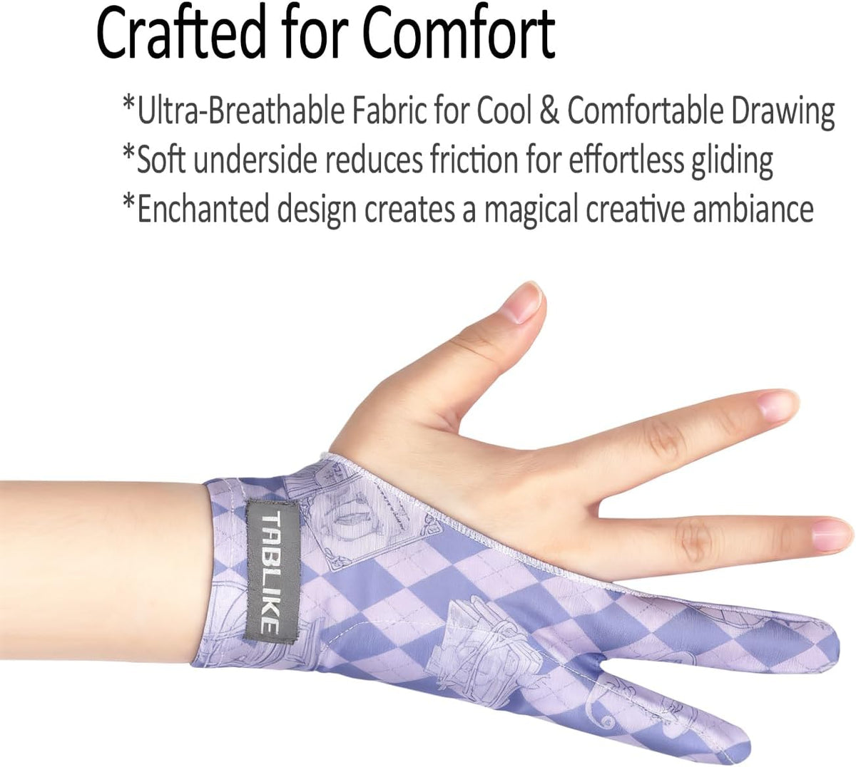 Artist Drawing Glove, Breathable Two Finger Digital Art Glove 3-Layer Palm Rejection Right/Left Hand Digital Graphic Tablet