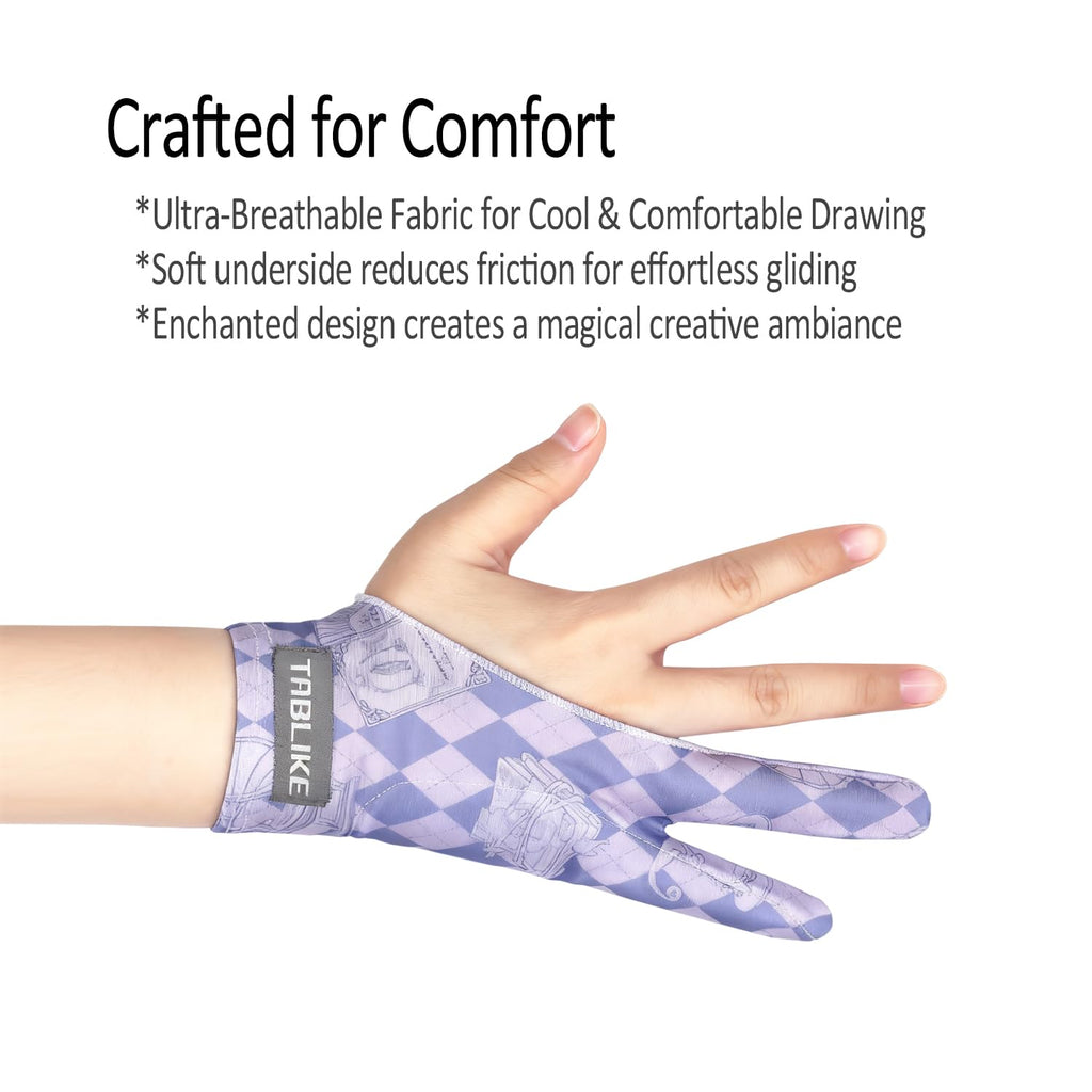 Artist Drawing Glove, Breathable Two Finger Digital Art Glove 3-Layer Palm Rejection Right/Left Hand Digital Graphic Tablet