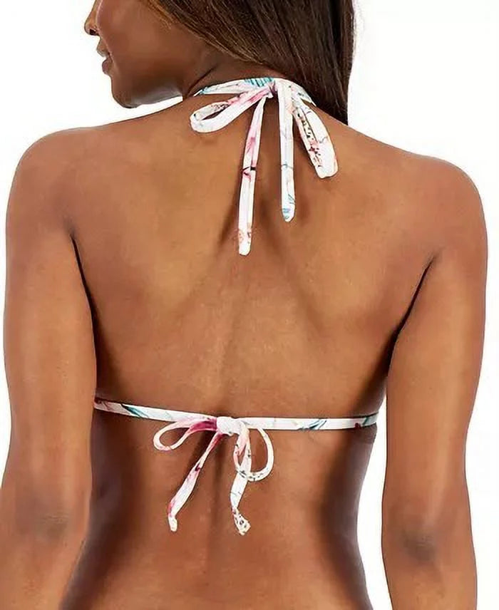 La WHITE Bikini Halter Flyaway CARIBBEAN Blanca US 4 CURRENT Printed Swim Top,