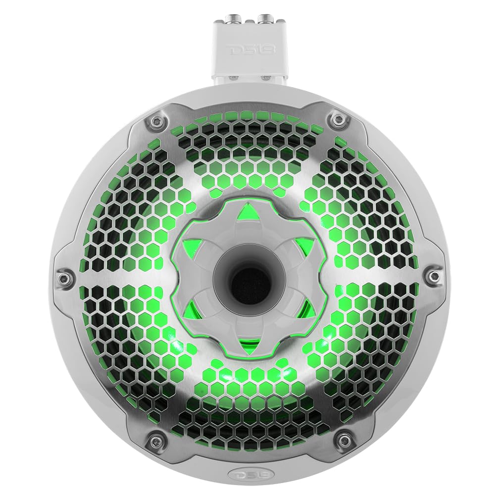 DS18 CF-X10TPNEO 10" Neodymium Marine Wakeboard Tower Speakers with Bullet Tweeter, Passive Radiator and RGB LED Lights - High Performance, Marine Grade IP65 Rated, 900W Max 300W RMS 4 Ohms (Pair)