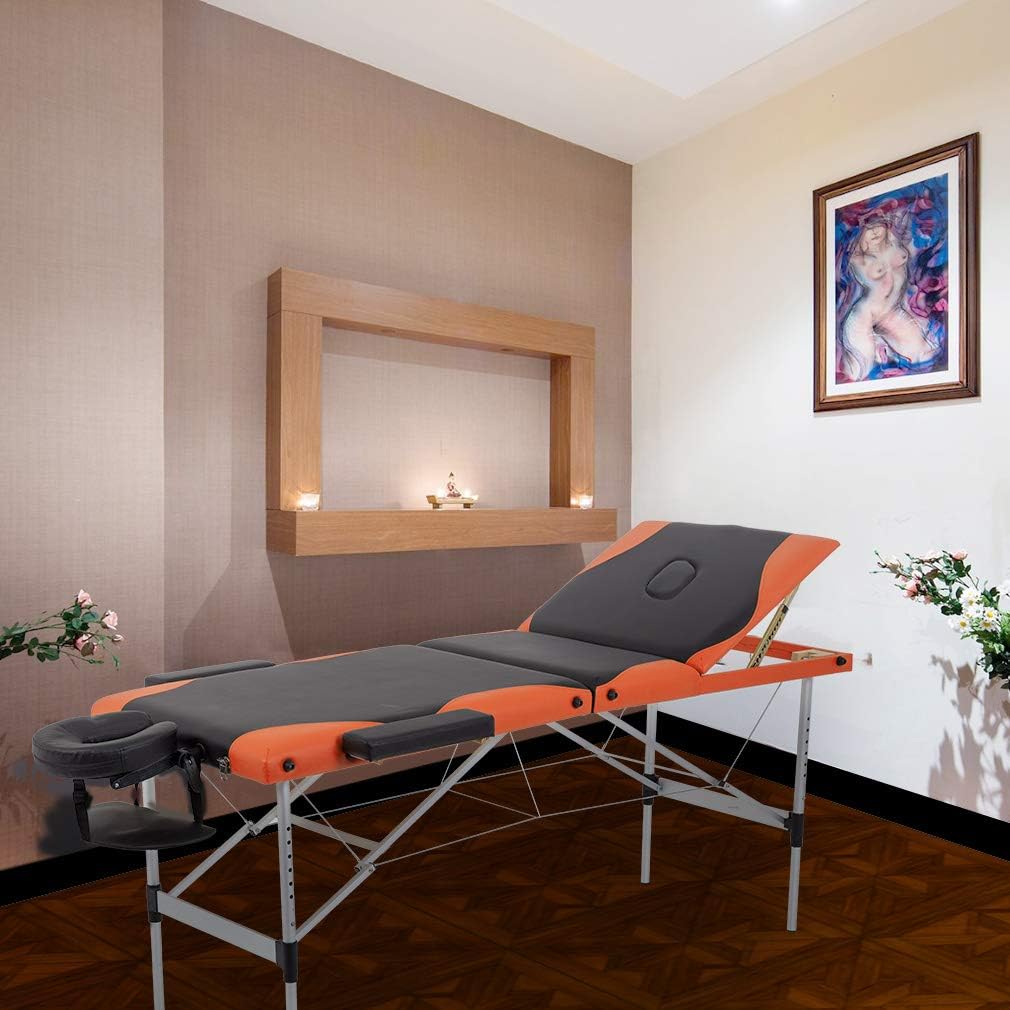 BestMassage Aluminium Massage Bed Portable Massage Table 28 inch Wide Lash Bed Height Adjustable 3 Folding Spa Table with Non-Woven Bag for Spa Footmassage Facial CareSpa Tattoo