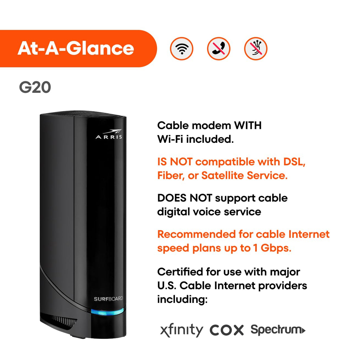 ARRIS SURFboard SB8200 DOCSIS 3.1 Cable Modem | Up to 1 Gbps Plans