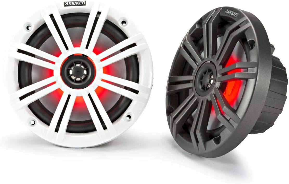 KICKER KM65 6.5 in RGB LED Marine Speakers 4-Pack Bundle