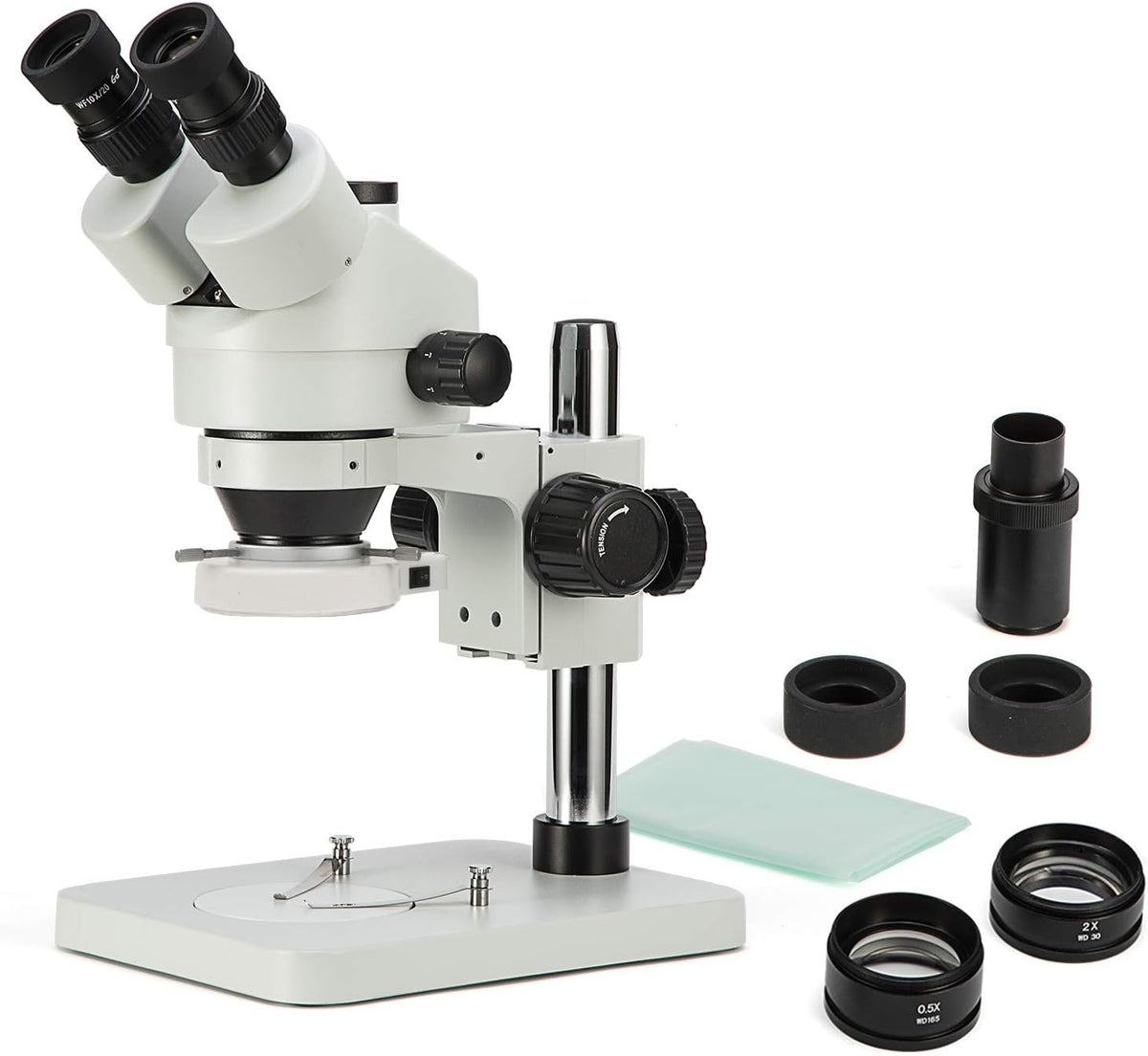 SWIFT Trinocular Stereo Zoom Microscope with 56-Bulb LED Ring Light,3.5X-90X Magnification,WF10X Eyepieces,0.7X-4.5X Zoom Objective, 0.5X 2.0X Additional Objectives,Table Pillar Stand