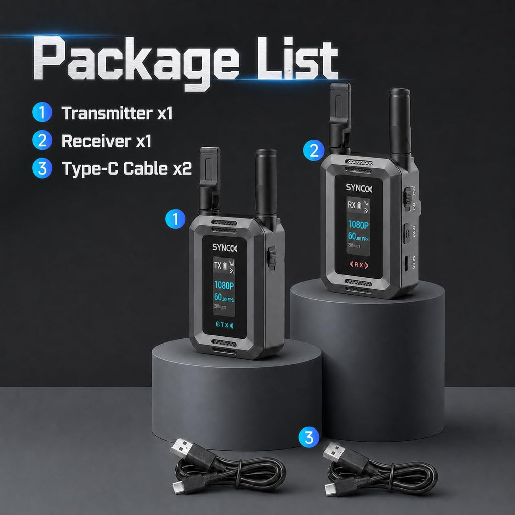 SYNCO Wireless HD Video Transmission and Receiver System Extender(1TX+1RX)