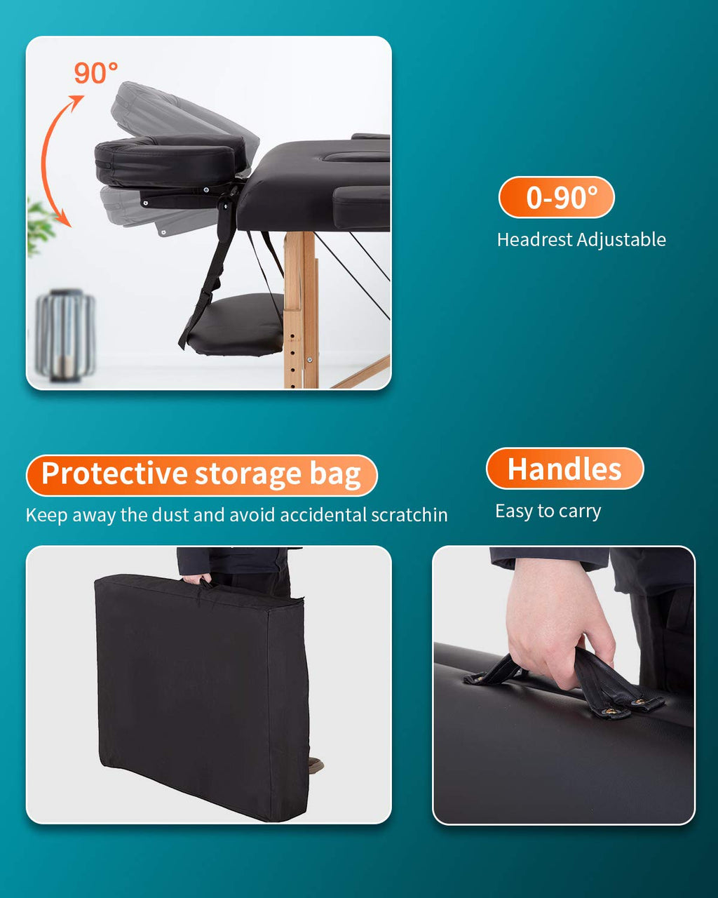 BestMassage Massage Bed Portable Folding Massage Table 24" Wide,Black