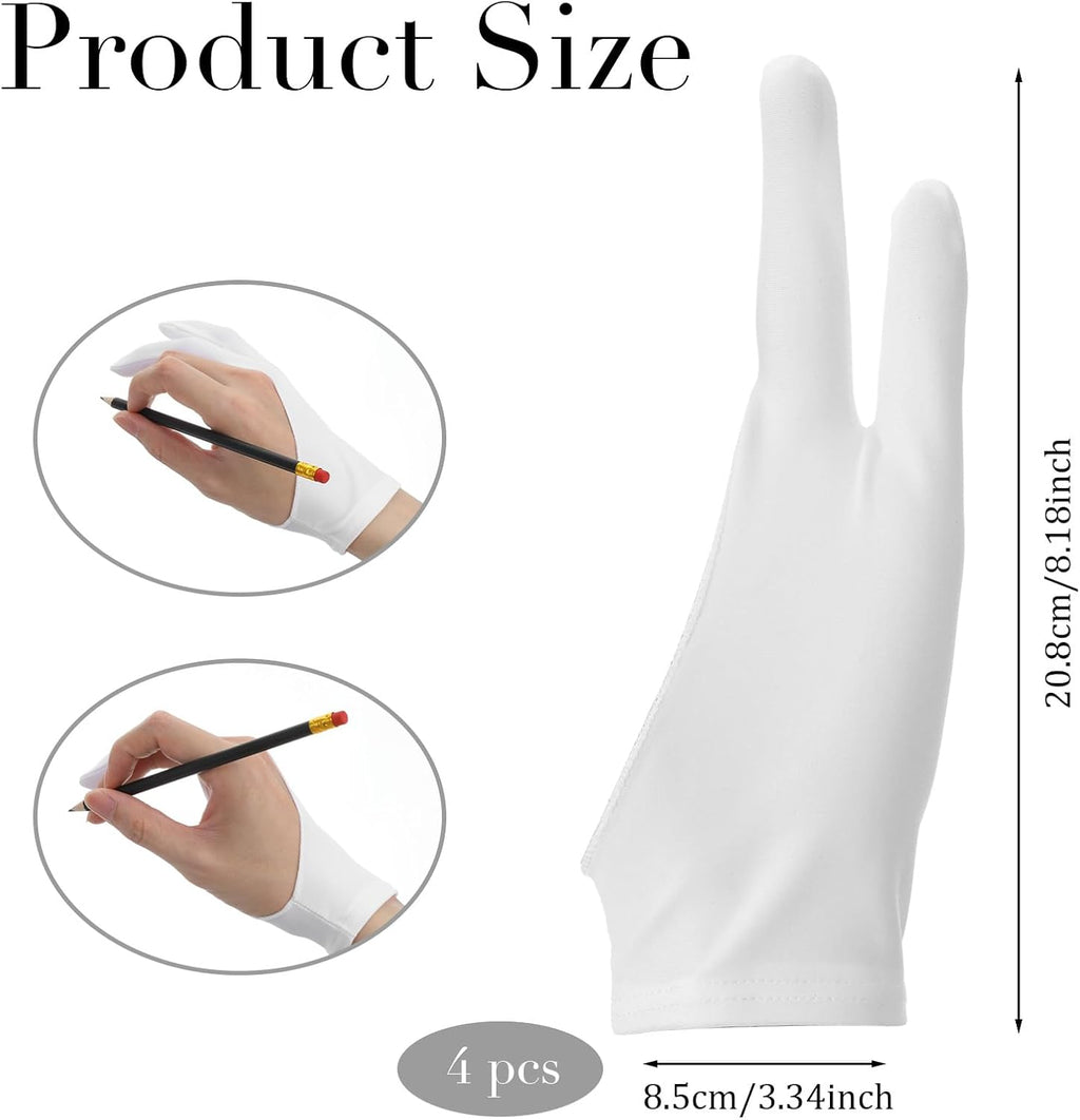 4pcs Writing Gloves,2 Tingers Digital Drawing Glove