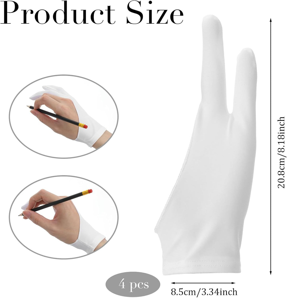 4pcs Writing Gloves,2 Tingers Digital Drawing Glove