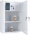 Double Locking Medicine Cabinet, Metal, 12" W x 18" H x 6" D