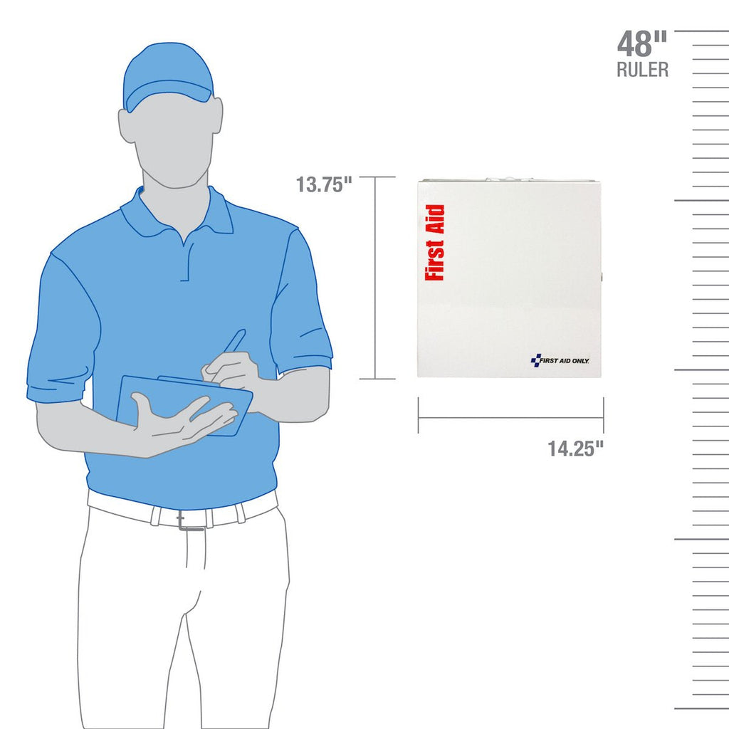 First Aid Only 746006 SmartCompliance 50-Person ANSI 2021 A and OSHA Compliant First Aid Kit for Restaurant Kitchen, Cafeteria, and Other Food Service Venues, Large Metal First Aid Cabinet