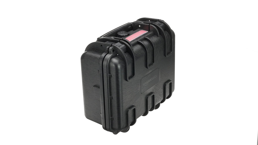 Amazon Basics Hard Protective Camera Case with Wheels, Large, Black, 22"L x 14"W x 9.8"H