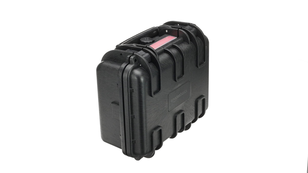 Amazon Basics Hard Protective Camera Case with Wheels, Large, Black, 22"L x 14"W x 9.8"H