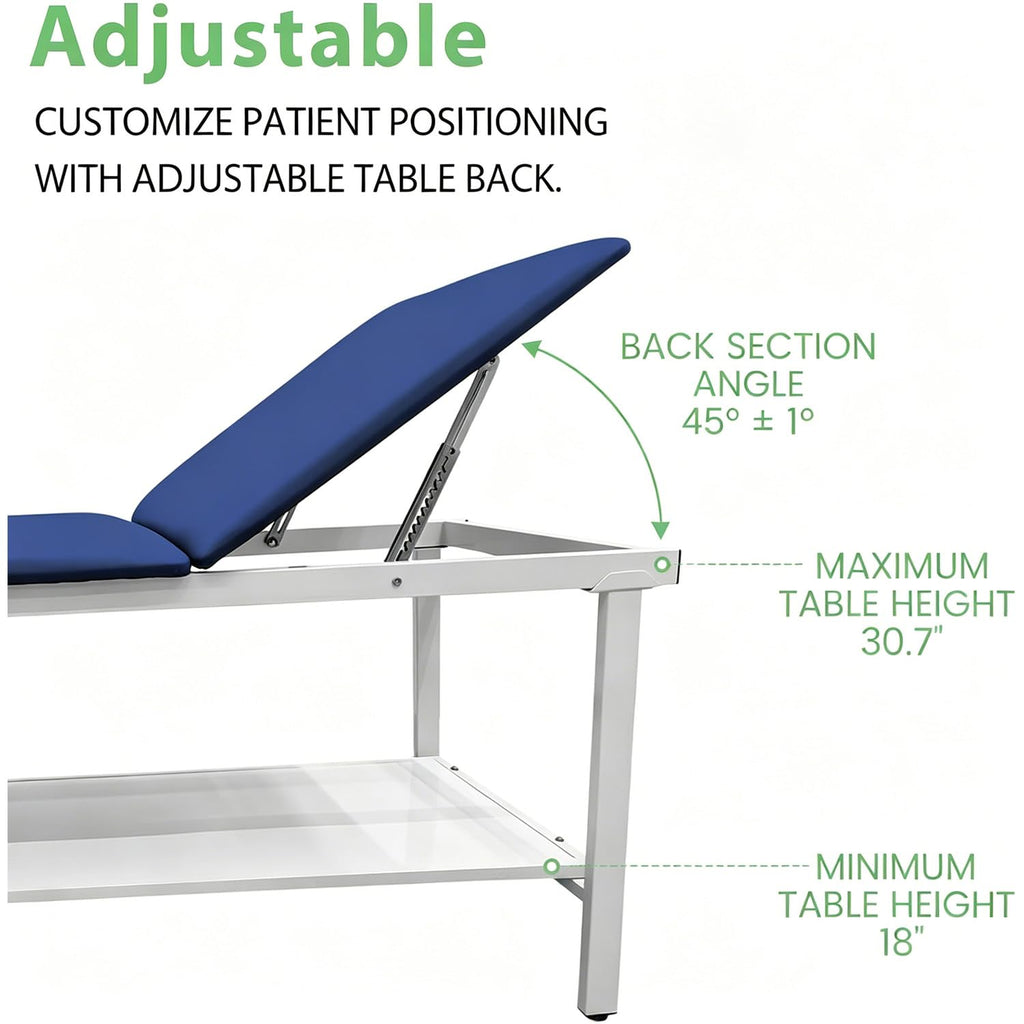 Adjustable Exam Table with Paper Roll Dispenser & Shelf, Physical Therapy Medical Exam Table, Patient Examination Bed, Durable, Low Maintenance and Holds Up to 400 Lbs (Black)