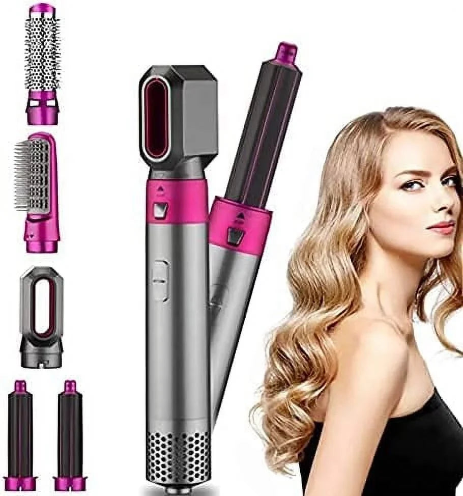 Hair Styler Hair - Ionic Color: Blow Automatic with PinkGold Heads Straightening Negative Brush Brush Curling Electric Brush for - Styling, Dryer and 5-in-1 Dryer Detachable
