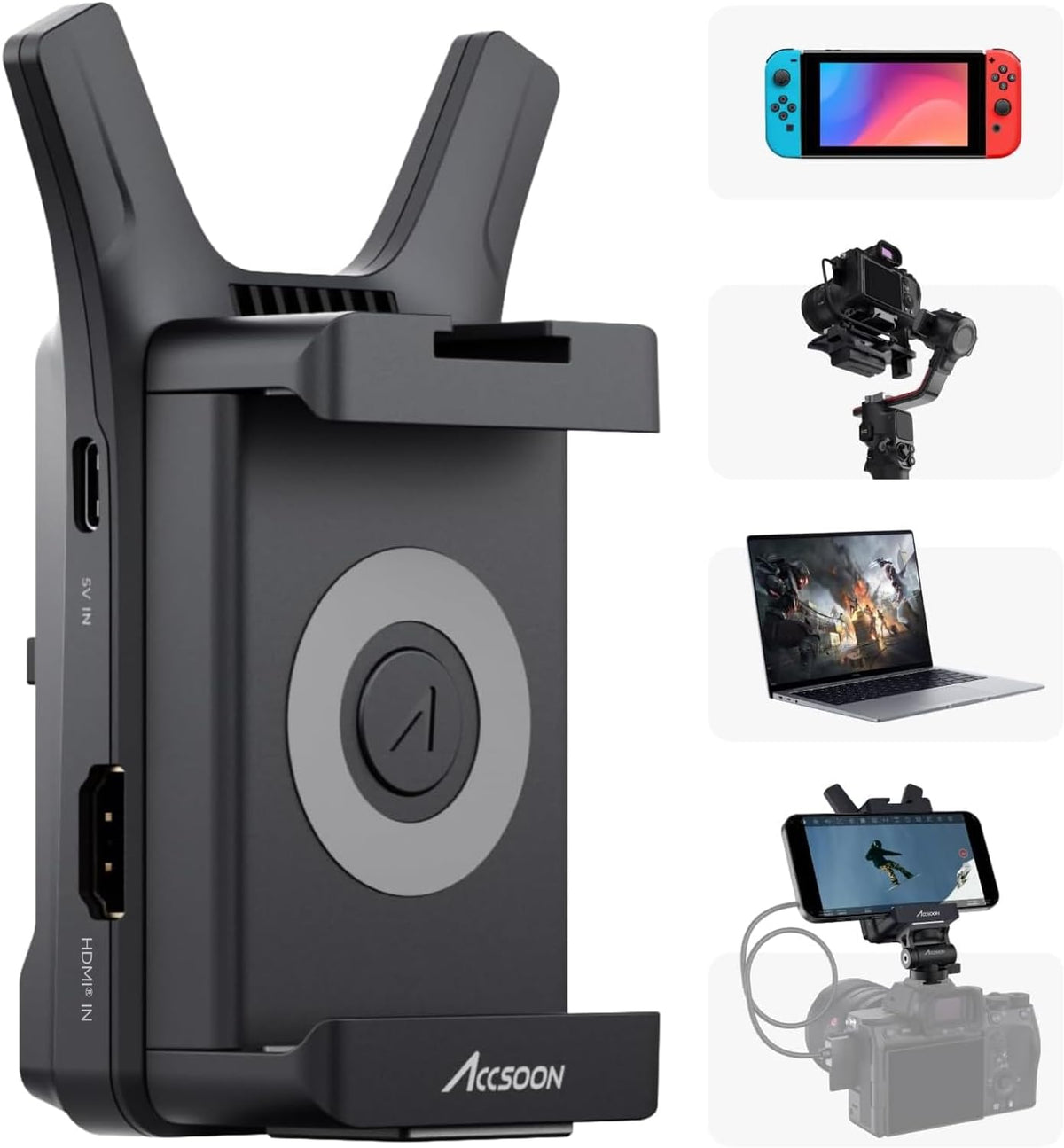 Accsoon CineView Nano Wireless Video Transmitter, 5G HDMI Camera Transmitter 1080p60 500ft Range 60ms Latency, Compatible with RS2/RS3/RS3 Pro/Switch/DSLR, Support iOS/Android 4 App Monitoring
