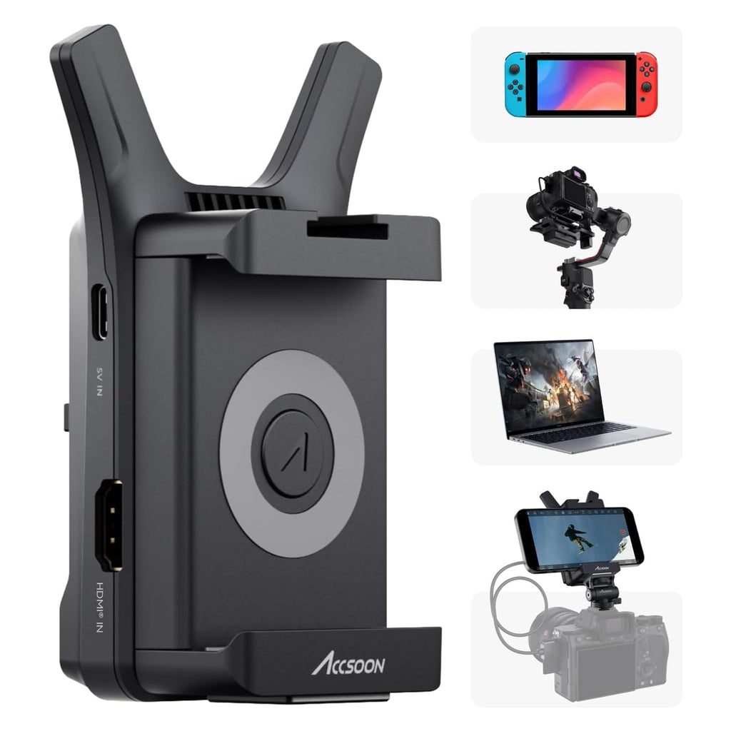Accsoon CineView Nano Wireless Video Transmitter, 5G HDMI Camera Transmitter 1080p60 500ft Range 60ms Latency, Compatible with RS2/RS3/RS3 Pro/Switch/DSLR, Support iOS/Android 4 App Monitoring