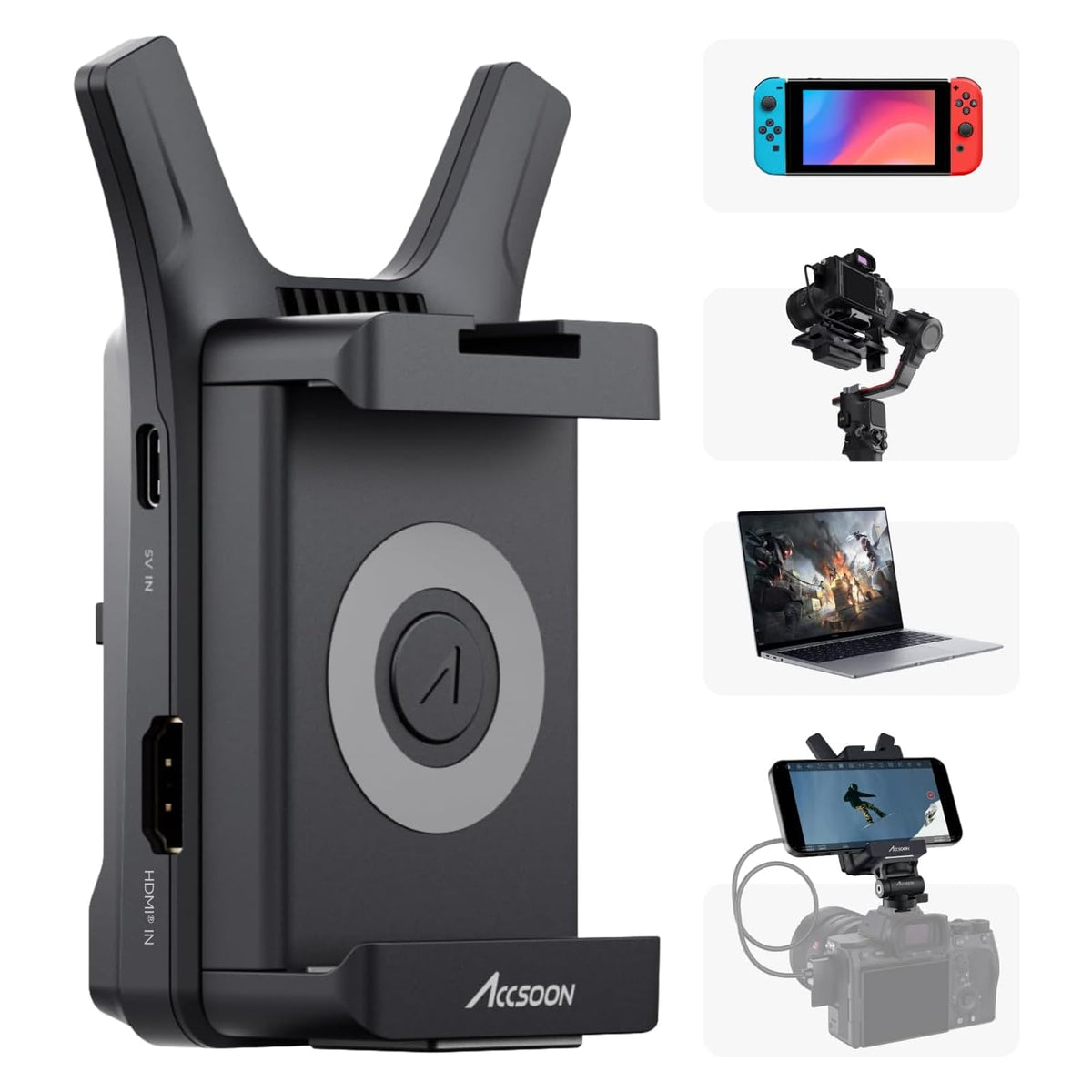Accsoon CineView Nano Wireless Video Transmitter, 5G HDMI Camera Transmitter 1080p60 500ft Range 60ms Latency, Compatible with RS2/RS3/RS3 Pro/Switch/DSLR, Support iOS/Android 4 App Monitoring
