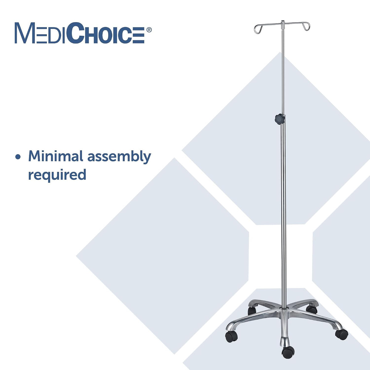 Medichoice IV Pole Rolling Stand â Adjustable 52â90 Inch Stainless Steel IV Stand with Wheels, 4 Hook IV Drip Holder, 5-Leg Base, 45 lb Capacity, Portable Medical IV Stand