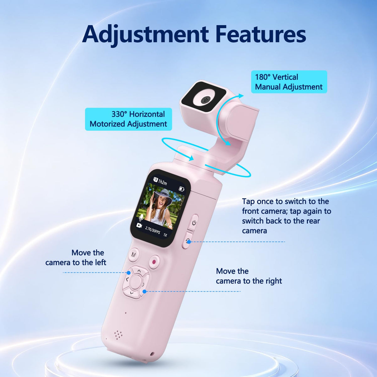 4K Vlogging Camera, Pocket Digital Camera, 330Â° Rotating Lens