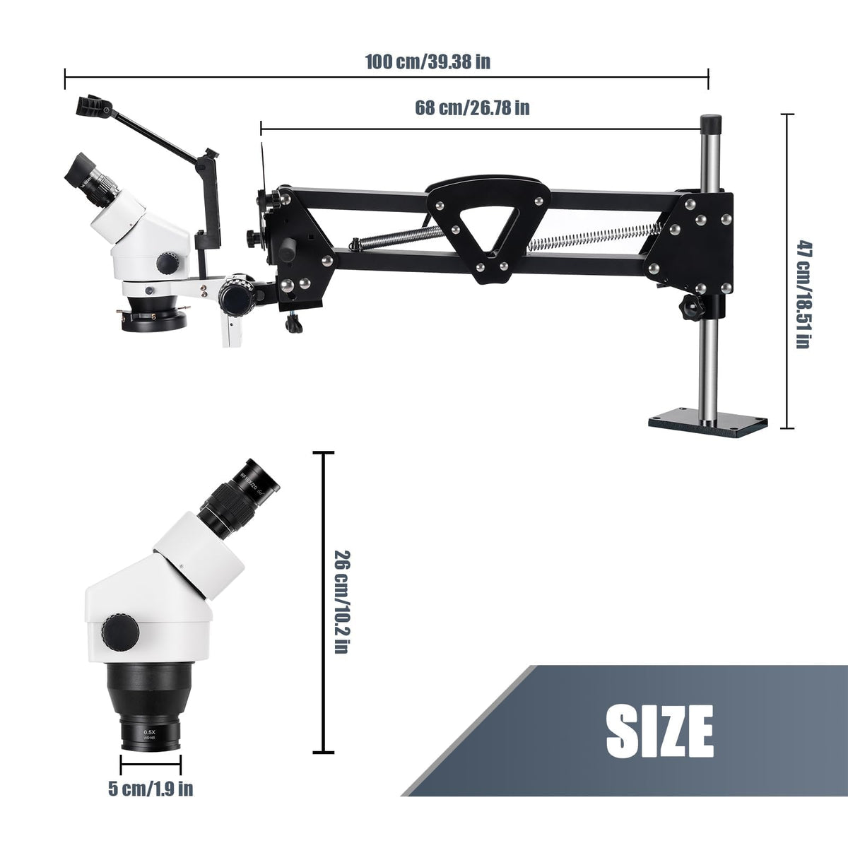 DZQ ZQ-1 Multi-Directional Microscope 7X-45X Magnification 0.5X Barlow Lens