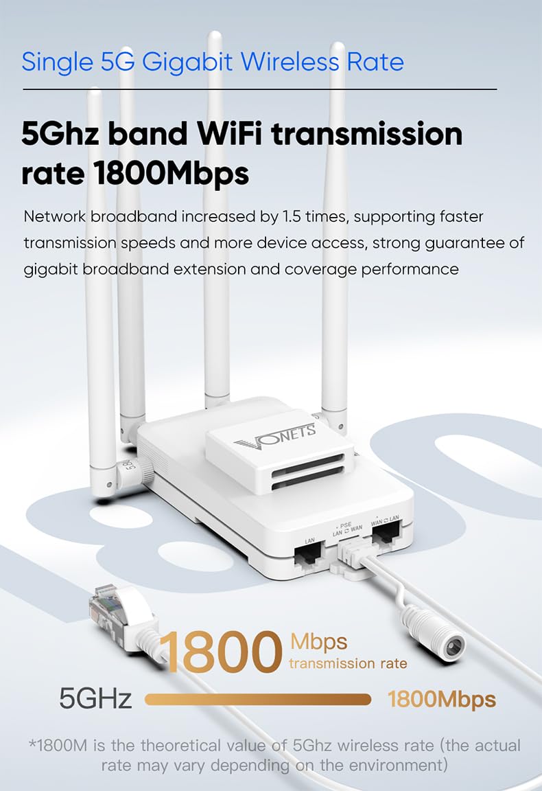 VONETS VAR1200 Industrial Gigabit Dual Band WiFi Bridge/Router 1200Mbps WiFi to Ethernet Adapter with Intelligent Fan, 3 Gigabit Port, POE, DC/USB Powered for Industrial Network Medical Device