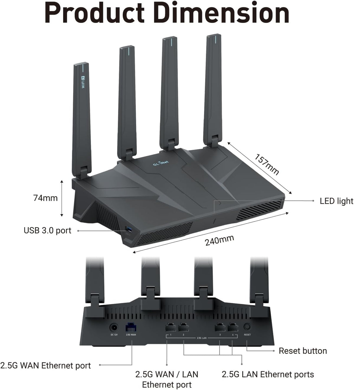 GL.iNet GL-BE6500 Flint 3e Wi-Fi 7 Router with VPN for Home and Gaming