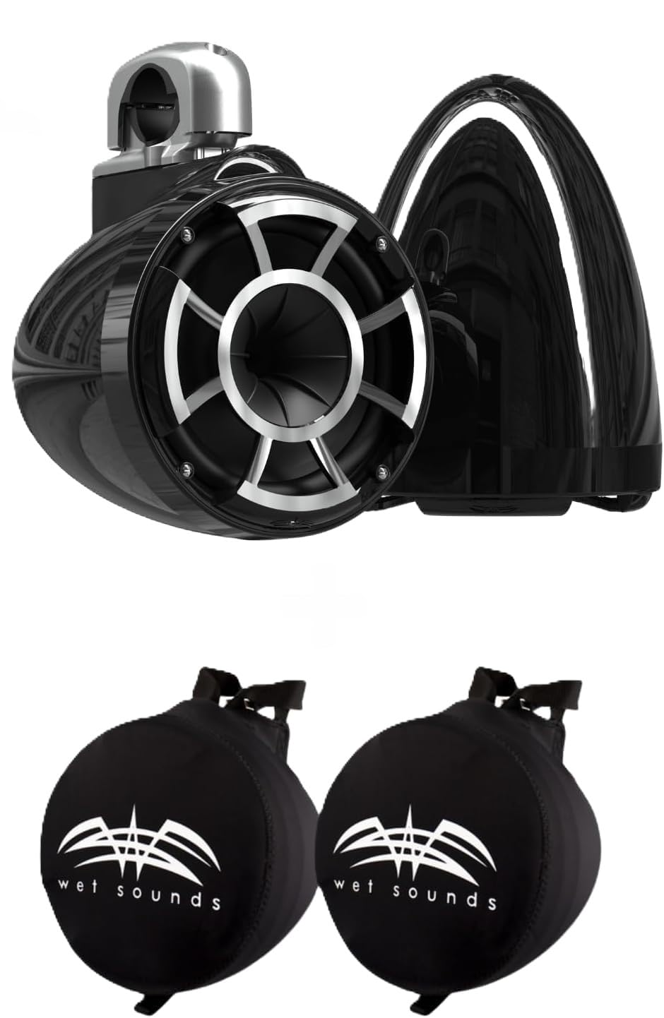 Wet Sounds REV 10 HD 10" Marine Tower Speakers, Black, Fixed Clamp Mount